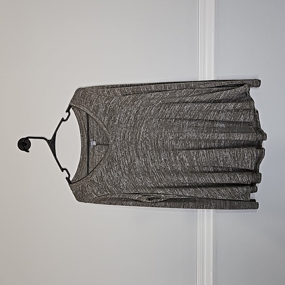 Aerie Long Sleeve Tight Knit Flowy V-neck Top Heather Green XS - Picture 2 of 13